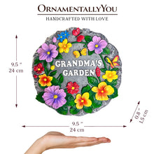 Carregar imagem no visualizador da galeria, Grandma’s Garden Floral Stepping Stone, 9.5" Decorative Outdoor Decoration