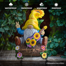 Load image into Gallery viewer, Bloom with Joy Sunflower Gnome 10" Garden Statue Figurine with Guitar, Spring and Summer Home Decoration