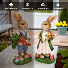 Carregar imagem no visualizador da galeria, Harvest and Bloom Country Bunny Pair Figurine, 8" Rabbit Garden Statue Set
