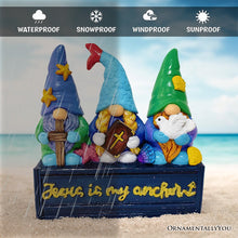 Carregar imagem no visualizador da galeria, Nautical Themed Religious Gnome Figurine, Jesus is my Anchor 6" Beach House Statue