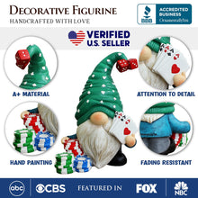Carregar imagem no visualizador da galeria, Casino Poker Gnome Figurine, 8" Room Table Decor Statue