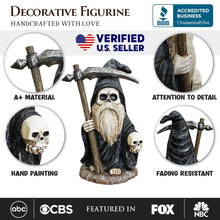 Carregar imagem no visualizador da galeria, (Pre-Order) Grim Reaper Gnome Figurine 7", Gothic Occult Statue Yard Decoration