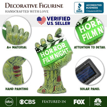 Load image into Gallery viewer, Horror Film Night Zombie Hand Statue, 10" Solar Powered Halloween Themed Garden Figurine