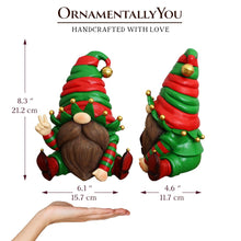 Cargar imagen en el visor de la galería, Cheerful Elf Gnome Festive Figurine, 8" Christmas Garden Statue