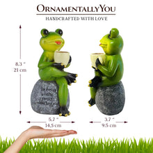 Cargar imagen en el visor de la galería, Coffee Drinking Frog Garden Statue with Funny Quote