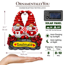 Load image into Gallery viewer, Soulmate Valentine Gnome Couple Solar Powered Figurine, 6" Romantic Room Statue Decoration