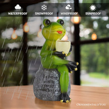 Cargar imagen en el visor de la galería, Coffee Drinking Frog Garden Statue with Funny Quote