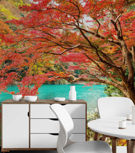 Carregar imagem no visualizador da galeria, Colorful Teal Water Lake View Landscape Wallpaper Mural. #6745