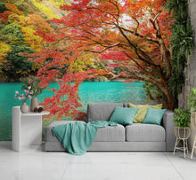 Carregar imagem no visualizador da galeria, Colorful Teal Water Lake View Landscape Wallpaper Mural. #6745