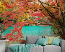 Carregar imagem no visualizador da galeria, Colorful Teal Water Lake View Landscape Wallpaper Mural. #6745
