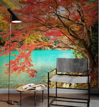 Carregar imagem no visualizador da galeria, Colorful Teal Water Lake View Landscape Wallpaper Mural. #6745