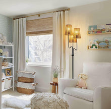 Load image into Gallery viewer, Boho Floor Lamp, 68in. Rattan Floor Lamp with Rattan Shade, 3 Light Tree Standing Lamp for Bedroom,Nursery, E26 Socket, Living Room Floor Lamp for Rus