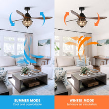 Carregar imagem no visualizador da galeria, 52" Vicky Farmhouse DC Motor Downrod Mount Reversible Ceiling Fan with Lighting and Remote Control