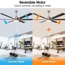 Carregar imagem no visualizador da galeria, 72" Bankston Modern DC Motor Downrod Mount Reversible Ceiling Fan with Lighting and Remote Control