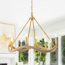 Carregar imagem no visualizador da galeria, 8-Light Golden Modern Candle Chandelier