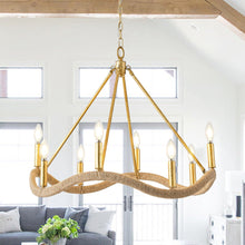Carregar imagem no visualizador da galeria, 8-Light Golden Modern Candle Chandelier
