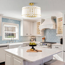 Carregar imagem no visualizador da galeria, 4-Light Modern Drum Marble Semi Flush Mount Ceiling Light