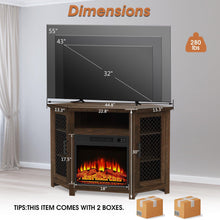 Carregar imagem no visualizador da galeria, 45" Corner Electric Fireplace TV Stands Console Table with 2 Metal Mesh Doors