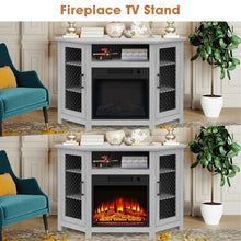 Carregar imagem no visualizador da galeria, 45" Corner Electric Fireplace TV Stands Console Table with 2 Metal Mesh Doors