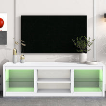 Carregar imagem no visualizador da galeria, 66" Modern LED TV Stand Entertainment Center with Glass Shelves for Living Room