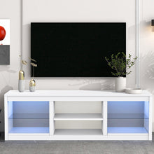 Carregar imagem no visualizador da galeria, 66" Modern LED TV Stand Entertainment Center with Glass Shelves for Living Room