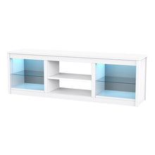Carregar imagem no visualizador da galeria, 66" Modern LED TV Stand Entertainment Center with Glass Shelves for Living Room