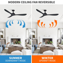 Carregar imagem no visualizador da galeria, 56" Modern DC Motor Downrod Mount Reversible Ceiling Fan with Remote Control