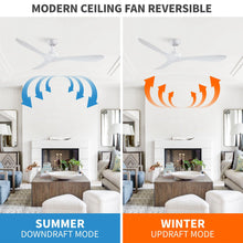 Carregar imagem no visualizador da galeria, 56" Modern DC Motor Downrod Mount Reversible Ceiling Fan with Remote Control