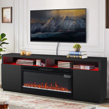 Carregar imagem no visualizador da galeria, Modern 68" LED TV Stand with 36" Insert Opening Electric Fireplace for Living Room in Black or White