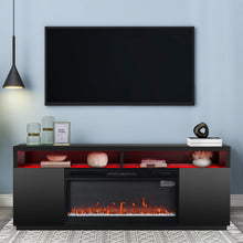Carregar imagem no visualizador da galeria, Modern 68" LED TV Stand with 36" Insert Opening Electric Fireplace for Living Room in Black or White
