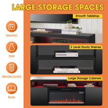 Carregar imagem no visualizador da galeria, Modern 68" LED TV Stand with 36" Insert Opening Electric Fireplace for Living Room in Black or White