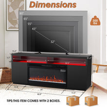 Carregar imagem no visualizador da galeria, Modern 68" LED TV Stand with 36" Insert Opening Electric Fireplace for Living Room in Black or White
