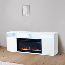 Carregar imagem no visualizador da galeria, Modern 68" LED TV Stand with 36" Insert Opening Electric Fireplace for Living Room in Black or White