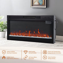 Carregar imagem no visualizador da galeria, Modern 68" LED TV Stand with 36" Insert Opening Electric Fireplace for Living Room in Black or White