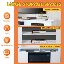 Carregar imagem no visualizador da galeria, Modern 68" LED TV Stand with 36" Insert Opening Electric Fireplace for Living Room in Black or White