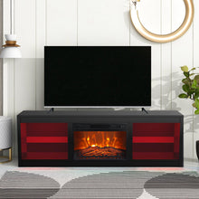 Load image into Gallery viewer, Modern 66" LED TV Stand with 23" Electric Fireplace for Living Room