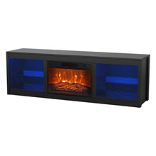 Load image into Gallery viewer, Modern 66" LED TV Stand with 23" Electric Fireplace for Living Room