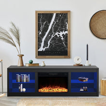 Load image into Gallery viewer, Modern 66" LED TV Stand with 23" Electric Fireplace for Living Room