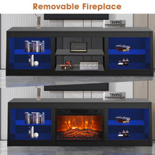Load image into Gallery viewer, Modern 66" LED TV Stand with 23" Electric Fireplace for Living Room