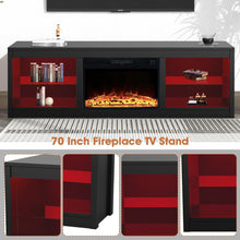 Load image into Gallery viewer, Modern 66" LED TV Stand with 23" Electric Fireplace for Living Room