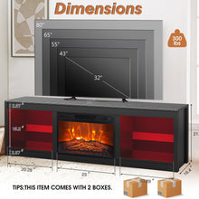 Load image into Gallery viewer, Modern 66" LED TV Stand with 23" Electric Fireplace for Living Room
