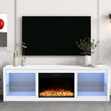 Load image into Gallery viewer, Modern 66" LED TV Stand with 23" Electric Fireplace for Living Room