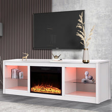 Load image into Gallery viewer, Modern 66" LED TV Stand with 23" Electric Fireplace for Living Room