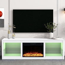 Load image into Gallery viewer, Modern 66" LED TV Stand with 23" Electric Fireplace for Living Room