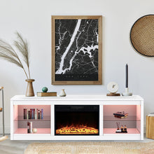 Load image into Gallery viewer, Modern 66" LED TV Stand with 23" Electric Fireplace for Living Room