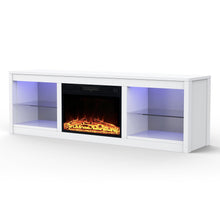 Load image into Gallery viewer, Modern 66" LED TV Stand with 23" Electric Fireplace for Living Room