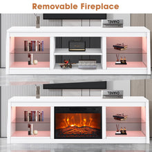 Load image into Gallery viewer, Modern 66" LED TV Stand with 23" Electric Fireplace for Living Room