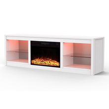 Load image into Gallery viewer, Modern 66" LED TV Stand with 23" Electric Fireplace for Living Room