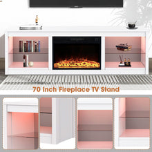 Load image into Gallery viewer, Modern 66" LED TV Stand with 23" Electric Fireplace for Living Room