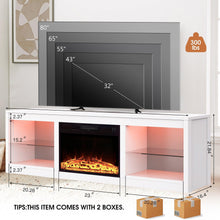 Load image into Gallery viewer, Modern 66" LED TV Stand with 23" Electric Fireplace for Living Room